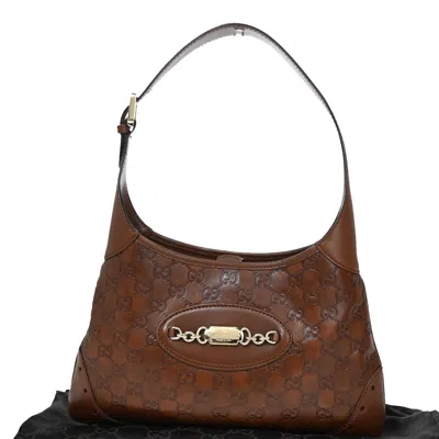 Gucci Ssima Brown Leather Shoulder Bag ()