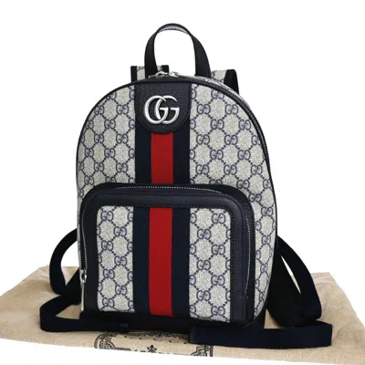 Gucci Ophidia Beige Canvas Backpack Bag () In Blue