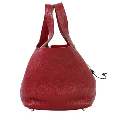 Hermes Hermès Picotin Lock Red Leather Tote Bag ()