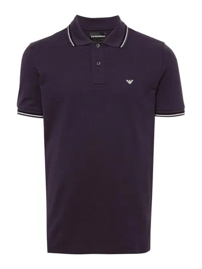 Emporio Armani Logo Cotton Polo Shirt In Violet
