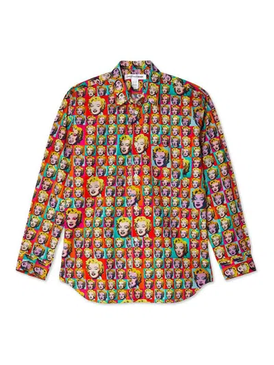 Comme Des Garçons Printed Cotton Shirt In Red Multi