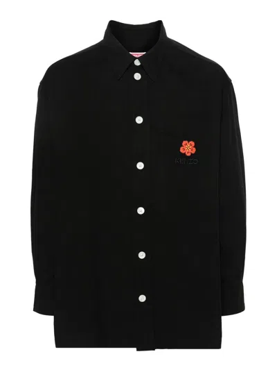 Kenzo Boke Flower Cotton Shirt In Black