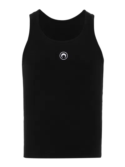 Marine Serre Crescent-moon-embroidery Tank Top In Black