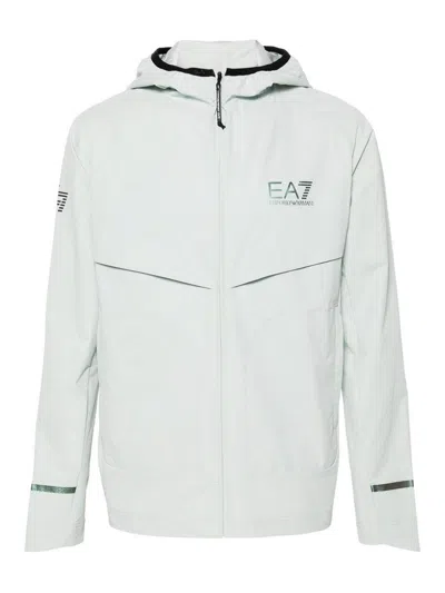Ea7 Lightweight Hooded Jacket In White