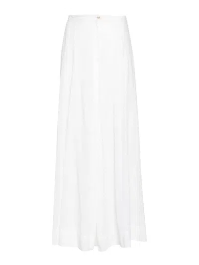 Forte Forte Wide-leg Cotton-blend Trousers In White