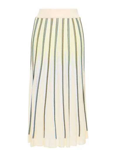 Forte Forte Striped Pointelle-knit Skirt In Yellow