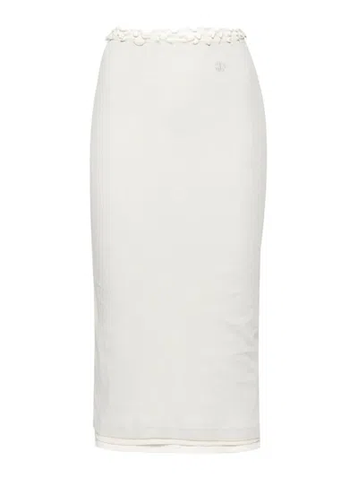 Jil Sander White Layered Cotton Midi Skirt