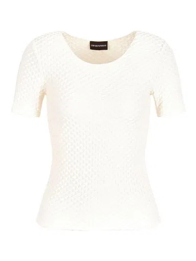 Emporio Armani Knitted Trim Top In White