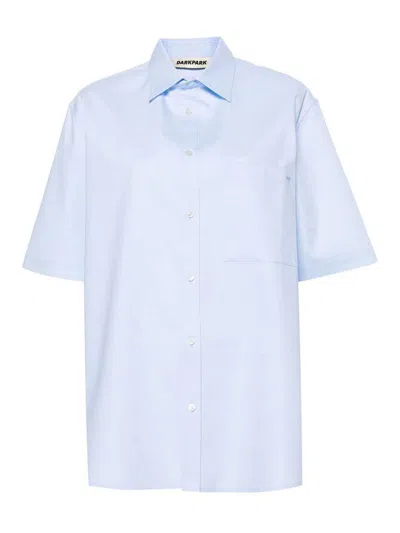Darkpark Straight-point Collar Cotton Shirt In Blue