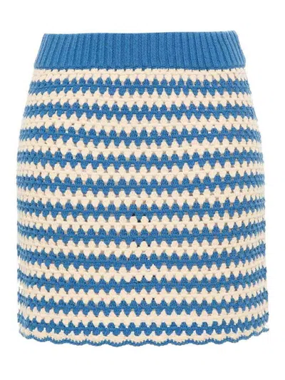 Semicouture Striped Knitted Mini Skirt In Blue