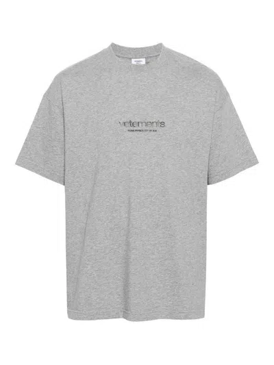 Vetements Logo Cotton T-shirt In Grey
