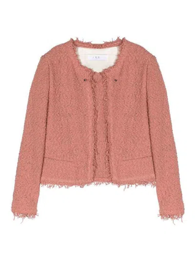 Iro Shavani Fringed-edge Knitted Jacket In Pink