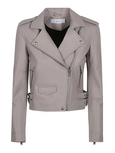 Iro Zipped Leather Jacket In Grey