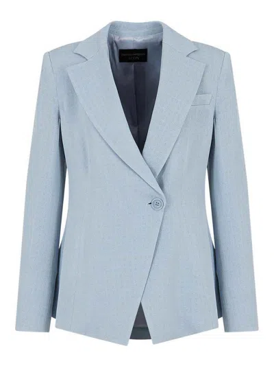 Emporio Armani Single-breasted Blazer Jacket In Blue