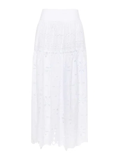 Ermanno Scervino Broderie-anglaise Cotton Maxi Skirt In White