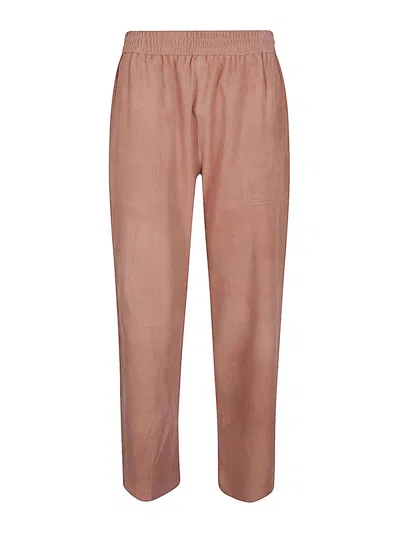 Via Masini 80 Woman Pants Khaki Size 10 Soft Leather In Light Pink