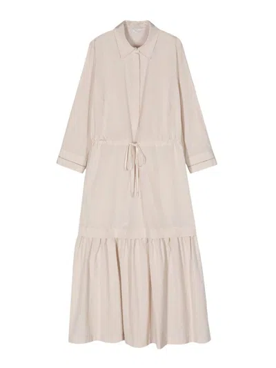 Peserico Dress With Ruffles In Beige