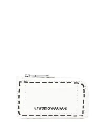 Emporio Armani Logo印花卡夹 In White