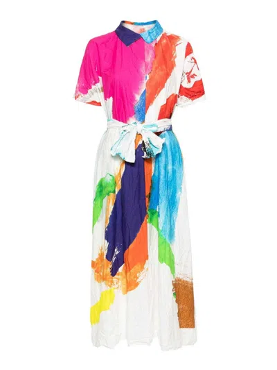Daniela Gregis Abstract-print Belted Maxi Dress In Multicolour