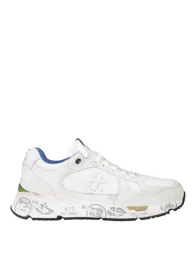 Premiata Lucy Sneakers In White Suede And Fabric
