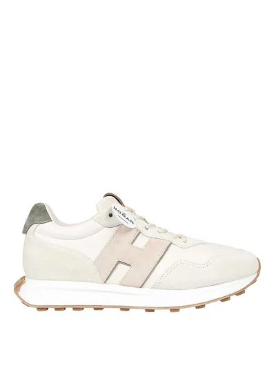 Hogan H601 Panelled Suede Trainers In Beige