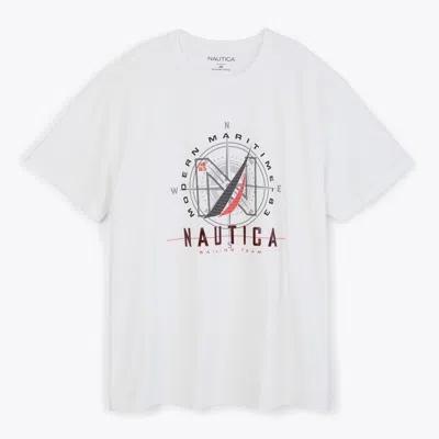 Nautica Mens Sustainably Crafted Big & Tall Maritime Graphic T-shirt In White