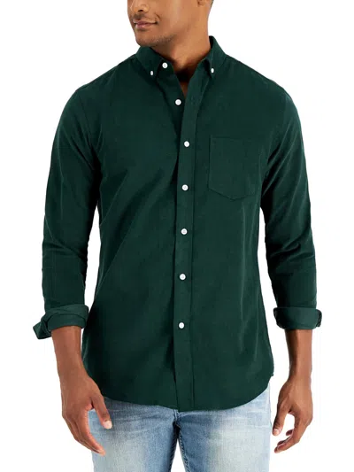 Club Room Mens Corduroy Long Sleeves Button-down Shirt In Green
