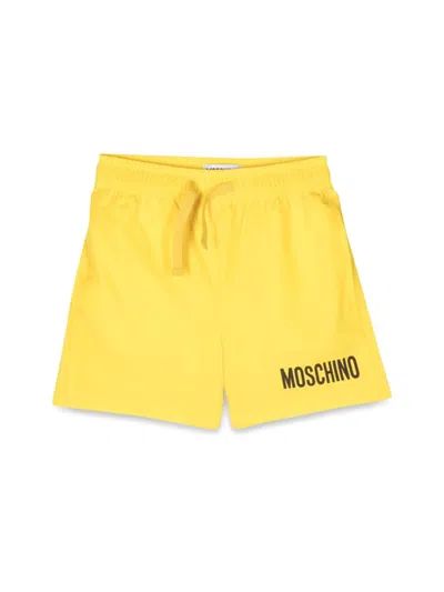 Moschino Kids' Logo-print Swim Shorts In Yellow