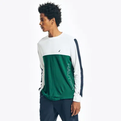 Nautica Mens Big & Tall Navtech Colorblock Long-sleeve T-shirt In Green