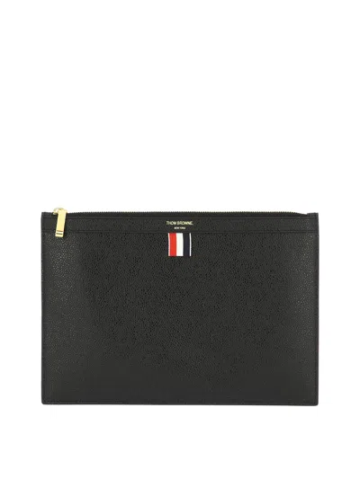 Thom Browne Black Leather Document Holder In 001