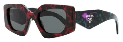 Prada Women's Geometric Sunglasses Spr15y 09z-5s0 Scarlet Tortoise 51mm In Multi