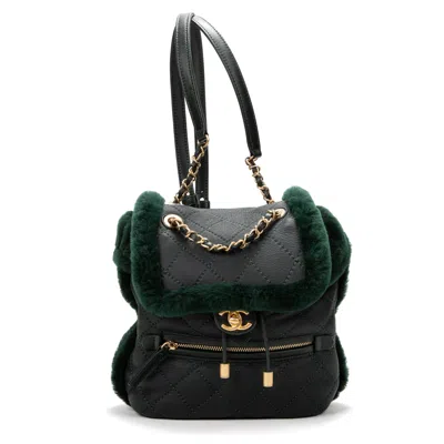 Pre-owned Chanel Rare Ltd. Ed. Fur Backpack In Green