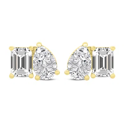 Sselects Dazzling 2-carat Diamond And Emerald Earrings In 14k In Silver