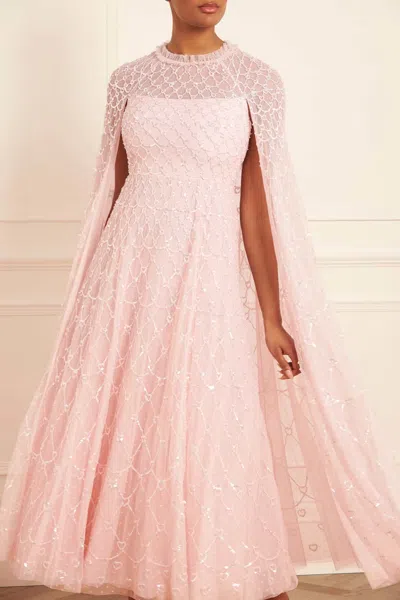Needle & Thread Heart Lattice Ankle Gown In Pink