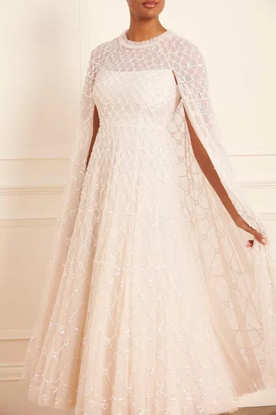 Needle & Thread Heart Lattice Ankle Gown In Champagne