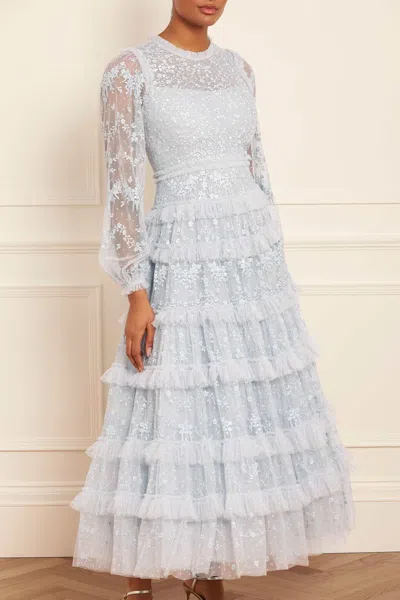 Needle & Thread Blossom Lace Ankle Gown In Blue