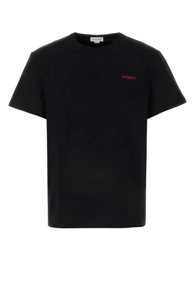 Alexander Mcqueen Logo-embroidered Cotton T-shirt In Black