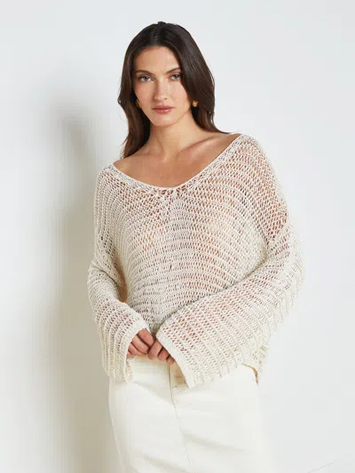 L Agence Ethan Open-knit Pullover In Ivory