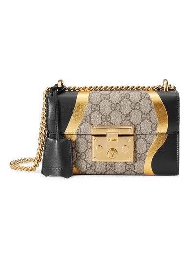 Gucci Padlock Gg Supreme Canvas And Leather Shoulder Bag In Nude & Neutrals