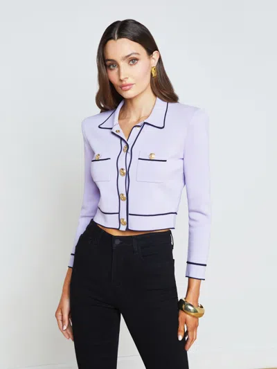 L Agence Neo Cropped Cardigan In Pale Lilac