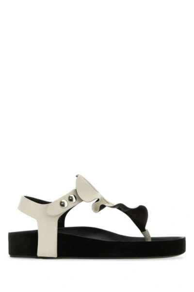 Isabel Marant Chalk Leather Isela Thong Sandals In White