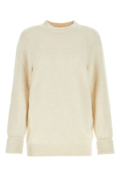 Maison Margiela Woman Ivory Cotton Blend Sweater In White