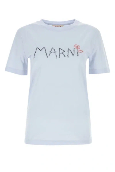Marni Woman Powder Blue Cotton T-shirt