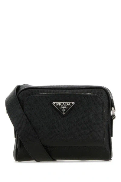 Prada Man Black Leather Crossbody Bag
