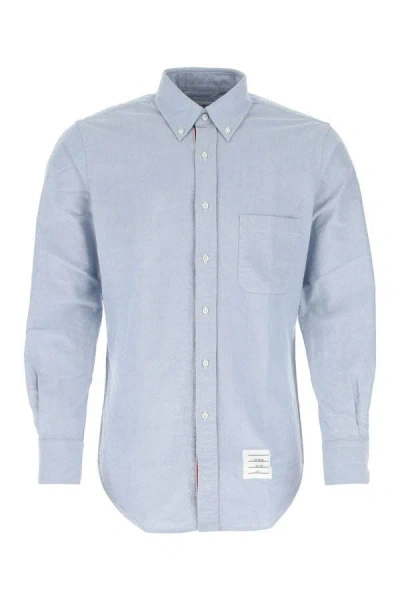 Thom Browne Man Melange Light Blue Cotton Shirt