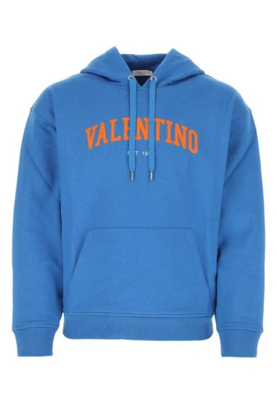 Valentino Garavani Man Cerulean Cotton Sweatshirt In Blue