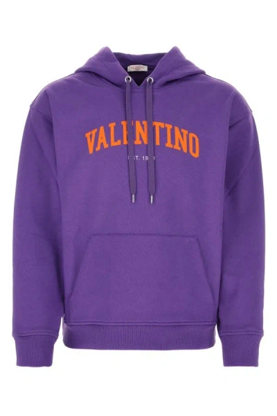Valentino Garavani Man Purple Cotton Sweatshirt