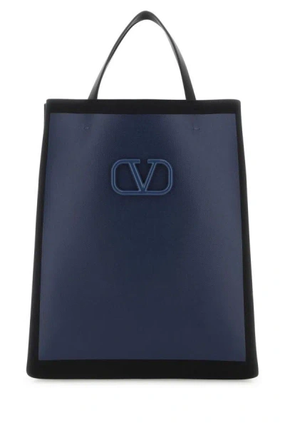 Valentino Garavani Man Two-tone Canvas Vlogo Signature Shopping Bag In Multicolor