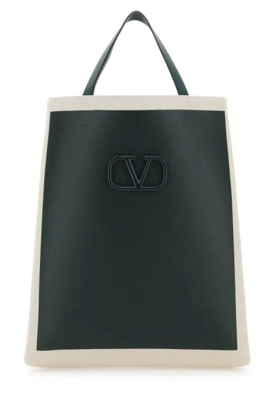 Valentino Garavani Man Two-tone Canvas Vlogo Signature Shopping Bag In Multicolor