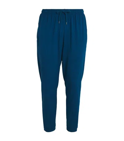 Derek Rose Stretch-modal Basel Cuffed Lounge Trousers In Blue